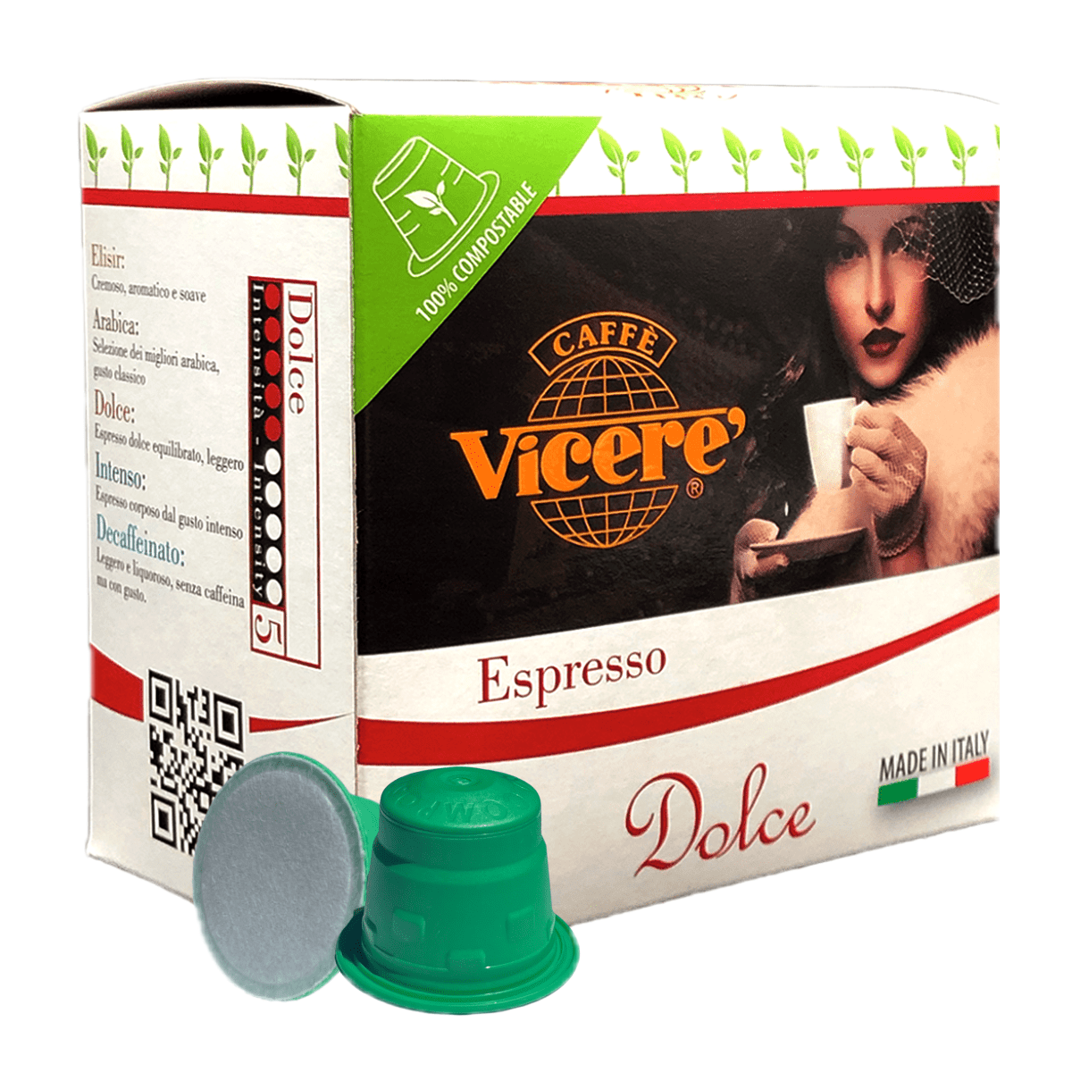 50 Capsule Compatibili Nespresso Miscela Dolce Compostabili - Caffè Vicerè