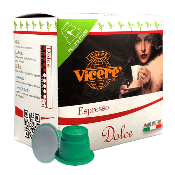 50 Capsule Compatibili Nespresso Miscela Dolce Compostabili - Caffè Vicerè