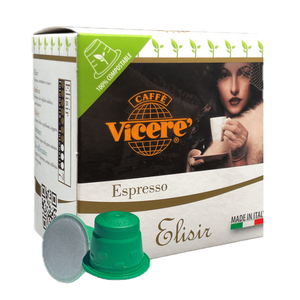 50 Capsule Compatibili Nespresso Miscela Elisir Compostabili - Caffè Vicerè