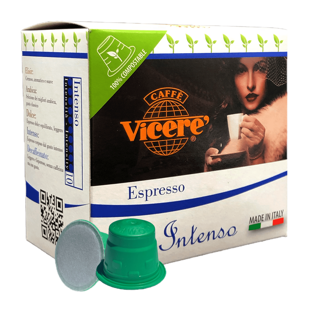 50 Capsule Compatibili Nespresso Miscela Intenso Compostabili - Caffè Vicerè